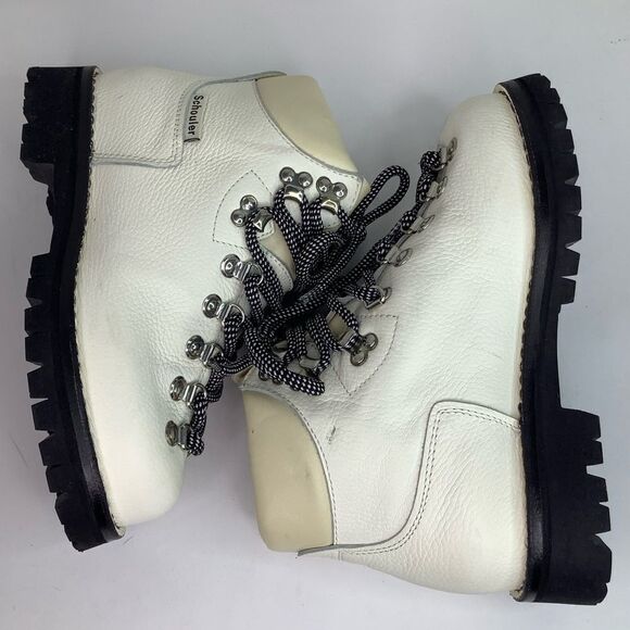 PROENZA SCHOULER White Leather Lug Sole Cord Ankle Combat Hiking Boot 37/US 6.5 - Picture 3 of 15